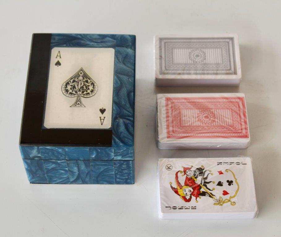 BLUE & BLACK TRIPLE CARDBOX  7.5X10X12.5CM
